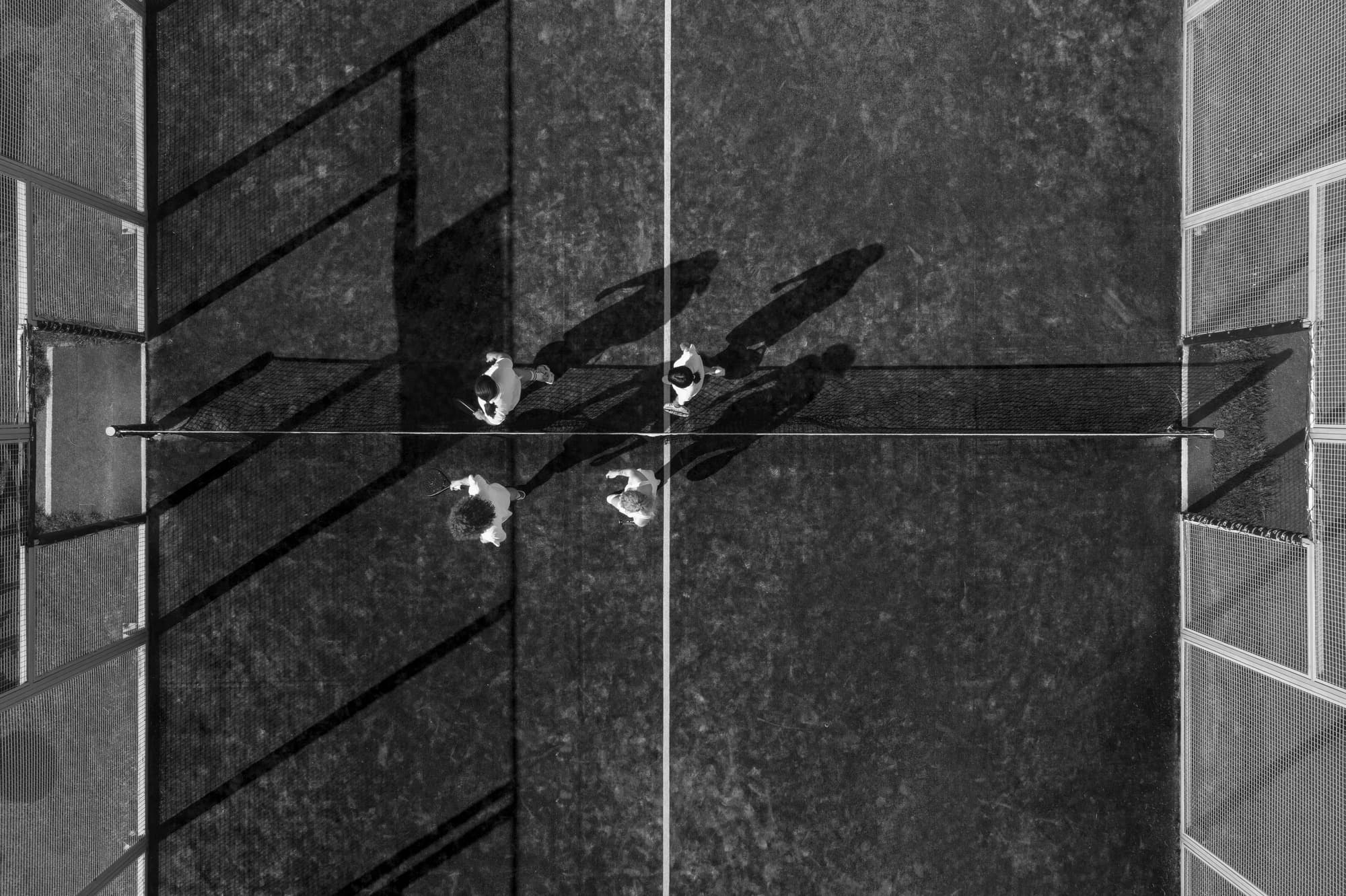 Aerial view of a Rackets+ padel court